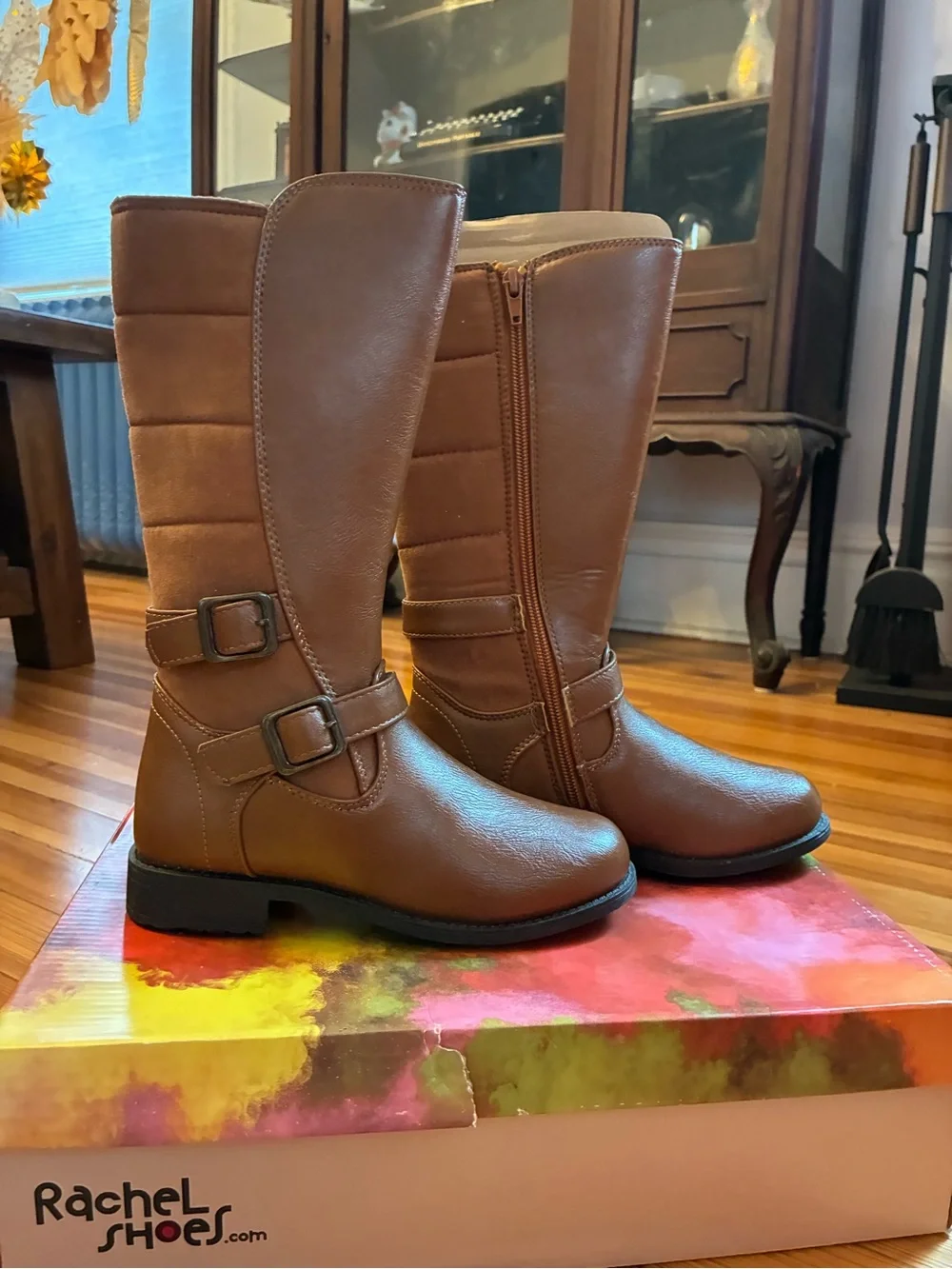 Rachel Shoes Brown Girls' Mid-Calf Buckle Riding Boots